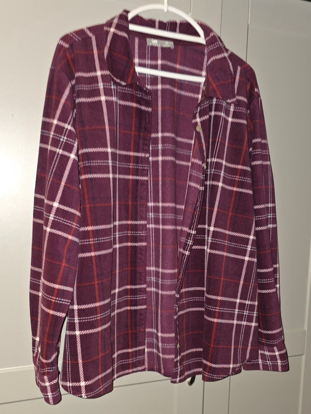 Lee Riders Womens Fleece Shirt 3x/ Burgundy Plaid